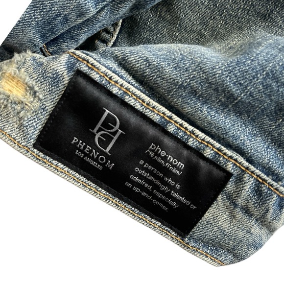 Men's Phenom Los Angeles Distressed Denim Jacket Size Medium/Large - Picture 5 of 7
